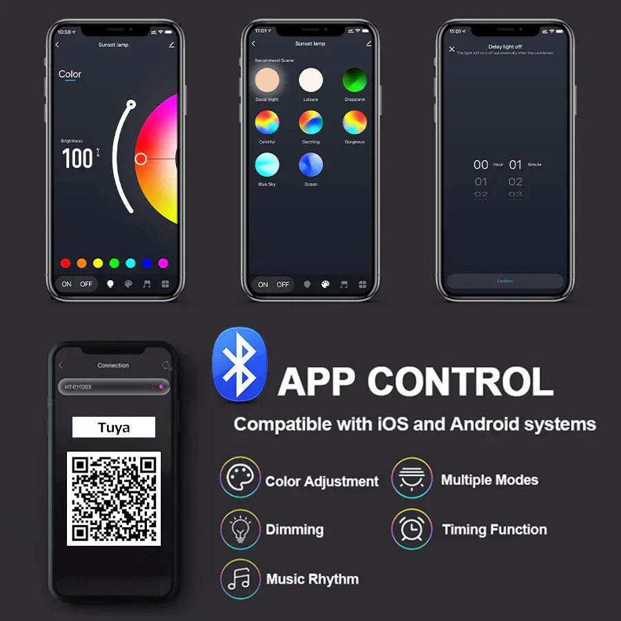 Lámpara de Atardecer Inteligente RGB con App Tuya WiFi
