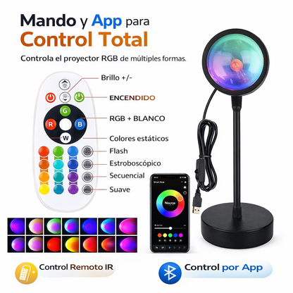 Lámpara de Atardecer Inteligente RGB con App Tuya WiFi