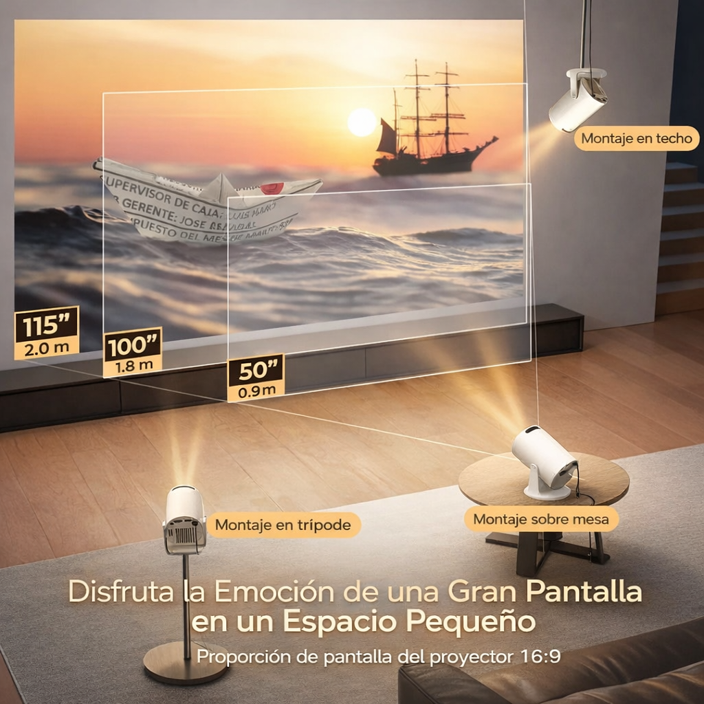 Proyector Inteligente 720P/4K con WiFi y Bluetooth