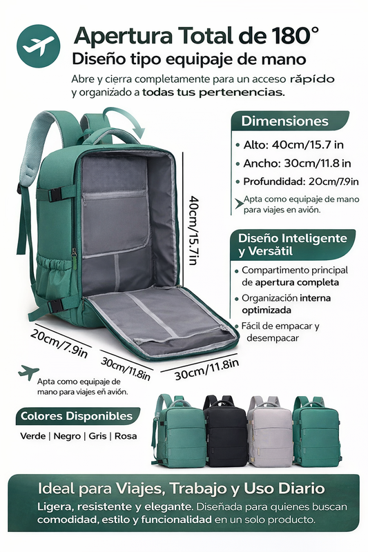 Mochila de Viaje 2 en 1 para Trabajo y Viajes