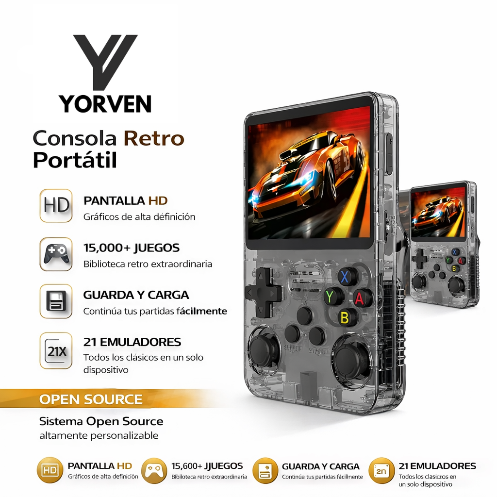 Consola Retro Portátil YORVEN 64GB y 128GB