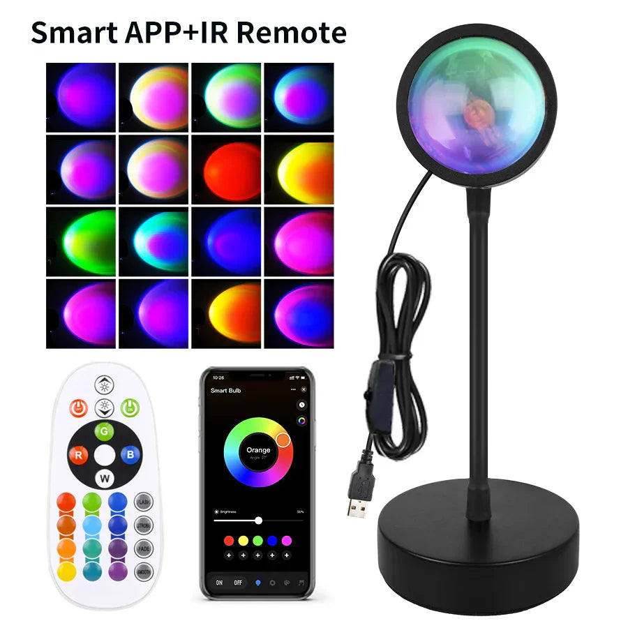Lámpara de Atardecer Inteligente RGB con App Tuya WiFi